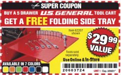 Harbor Freight FREE Coupon FOLDING SIDE TRAYS FOR TOOL CART Lot No. 56443,64641,64642,64724,64725,64726,62207 Expired: 2/26/21 - FWP