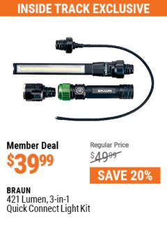 Harbor Freight ITC Coupon BRAUN 3-IN-1 QUICK CONNECT LIGHT KIT Lot No. 56200 Expired: 7/29/21 - $39.99