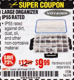 Harbor Freight Coupon STOREHOUSE/VOYAGER LARGE ORGANIZER IP55 RATED Lot No. 56578 Expired: 1/31/20 - $9.99
