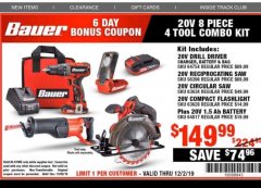 Harbor Freight Coupon BAUER TOOL KIT Lot No. 4 Expired: 12/2/19 - $149.99