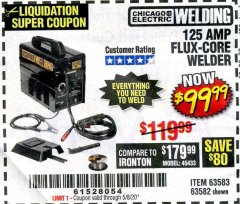 Harbor Freight Coupon CHICAGO ELECTRIC FLUX 125 WELDER Lot No. 63583, 63582 Expired: 6/30/20 - $99.99