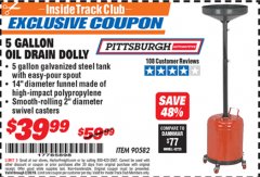 Harbor Freight ITC Coupon 5 GALLON OIL DRAIN DOLLY Lot No. 90582 Expired: 2/28/19 - $39.99