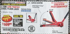 Harbor Freight Coupon HEAVY DUTY 3 TON LOW PROFILE STEEL FLOOR JACK Lot No. 56618/56619/56620/56617 Expired: 7/1/20 - $99.99