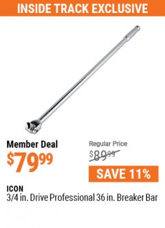 Harbor Freight ITC Coupon ICON 3/4" DRIVE PROFESSIONAL 36" BREAKER BAR Lot No. 63854 Expired: 5/31/21 - $79.99