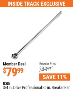 Harbor Freight ITC Coupon ICON 3/4 IN. DRIVE PROFESSIONAL 36 IN. BREAKER BAR Lot No. 63854 Expired: 5/31/21 - $79.99