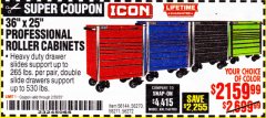 Harbor Freight Coupon ICON 36" X 25" PROFESSIONAL ROLLER CABINETS Lot No. 56144/56271/56271/56272 Expired: 2/29/20 - $2159.99