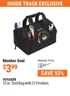 Harbor Freight Coupon 12" TOOL BAG WITH 21 POCKETS Lot No. 38168/62163/62349/61467 Expired: 7/1/21 - $3.99