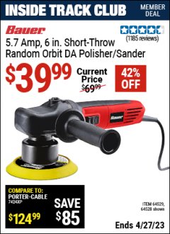 Harbor Freight ITC Coupon 6", 5.7 AMP VARIABLE SPEED DUAL ACTION POLISHER Lot No. 64529/64528 Expired: 4/27/23 - $39.99