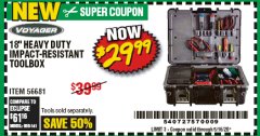 Harbor Freight Coupon 18" HEAVY DUTY IMPACT-RESISTANT TOOLBOX Lot No. 56681 Expired: 6/30/20 - $29.99
