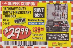 Harbor Freight Coupon VOYAGER 18 IN. ORGANIZER CASE Lot No. 56681 Expired: 7/5/20 - $29.99