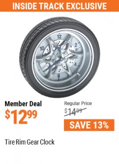 Harbor Freight ITC Coupon TIRE RIM GEAR CLOCK Lot No. 95587 Expired: 5/31/21 - $12.99