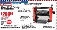 Harbor Freight Coupon 15 AMP 12 1/2" PORTABLE THICKNESS PLANER Lot No. 63445 Expired: 8/16/20 - $299.99