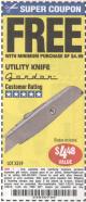 Harbor Freight FREE Coupon UTILITY KNIFE Lot No. 3359 Expired: 1/24/16 - FWP