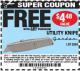 Harbor Freight FREE Coupon UTILITY KNIFE Lot No. 3359 Expired: 7/31/16 - FWP