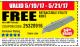 Harbor Freight FREE Coupon UTILITY KNIFE Lot No. 3359 Expired: 5/21/17 - FWP