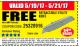 Harbor Freight FREE Coupon GORDON UTILITY KNIFE Lot No. 3359 Expired: 5/21/17 - FWP