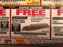 Harbor Freight FREE Coupon UTILITY KNIFE Lot No. 3359 Expired: 3/2/19 - FWP