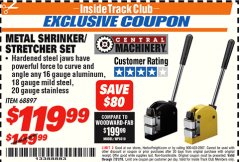 Harbor Freight ITC Coupon METAL SHRINKER/STRETCHER SET Lot No. 68897/95062 Expired: 7/31/18 - $119.99