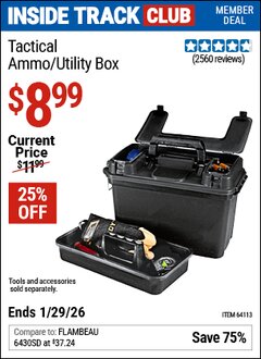 Harbor Freight ITC Coupon TACTICAL AMMO/UTILITY BOX Lot No. 64113 Valid Thru: 1/29/26 - $8.99