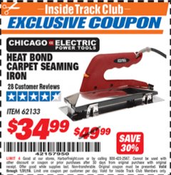 Harbor Freight ITC Coupon HEAT BOND CARPET SEAMING IRON Lot No. 62133/66738 Expired: 1/31/19 - $34.99