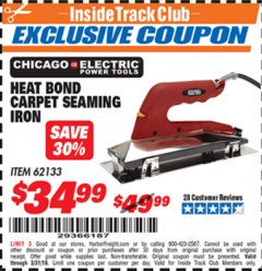 Harbor Freight ITC Coupon HEAT BOND CARPET SEAMING IRON Lot No. 62133/66738 Expired: 3/31/19 - $34.99