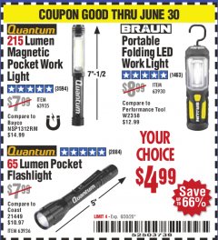 Harbor Freight Coupon FLASHLIGHTS Lot No. 63936/63935/63930 Expired: 6/30/20 - $4.99