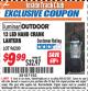 Harbor Freight ITC Coupon 12 LED HAND CRANK LANTERN Lot No. 96200 Expired: 7/31/16 - $9.99