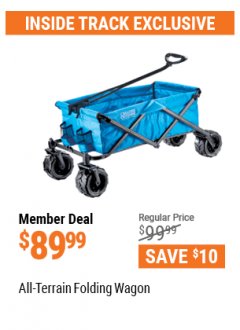 Harbor Freight ITC Coupon ALL-TERRAIN FOLDING WAGON Lot No. 56117 Expired: 4/29/21 - $89.99
