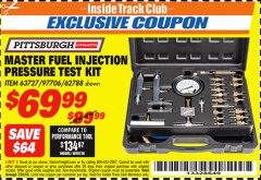 Harbor Freight ITC Coupon MASTER FUEL INJECTION PRESSURE TEST KIT Lot No. 97706 Expired: 7/31/18 - $69.99