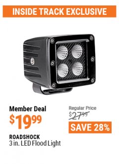 Harbor Freight ITC Coupon ROADSHOCK 3 IN. LED FLOOD LIGHT Lot No. 64322 Expired: 4/29/21 - $19.99