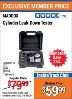 Harbor Freight ITC Coupon MADDOX CYLINDER LEAK-DOWN TESTER Lot No. 64918 Expired: 10/31/20 - $59.99