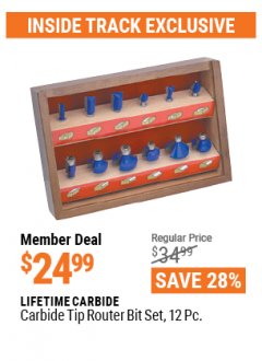Harbor Freight ITC Coupon CARBIDE TIP ROUTER BIT SET ,12PC. Lot No. 33011 Expired: 4/29/21 - $24.99