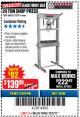 Harbor Freight Coupon 20 TON SHOP PRESS Lot No. 32879/60603 Expired: 12/3/17 - $139.99