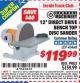 Harbor Freight ITC Coupon 12" DIRECT DRIVE BENCH TOP DISC SANDER Lot No. 43468 Expired: 9/30/15 - $119.99
