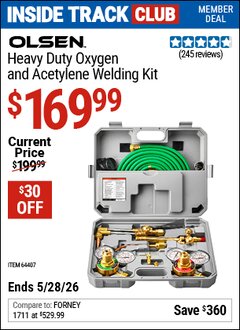 Harbor Freight ITC Coupon OLSEN HEAVY DUTY OXYGEN AND ACETYLENE WELDING KIT Lot No. 64407 Valid Thru: 5/28/26 - $169.99