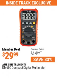 Harbor Freight ITC Coupon AMES DM600 DIGITAL MULTIMETER Lot No. 64014 Expired: 5/31/21 - $29.99