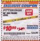Harbor Freight ITC Coupon PITTSBURGH 48 IN. BOX FRAME LEVEL Lot No. 69245 Expired: 5/31/17 - $10.99