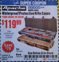 Harbor Freight Coupon WATERPROOF PROTECTIVE RIFLE CASES Lot No. 56862/64520 Expired: 2/22/21 - $119.99