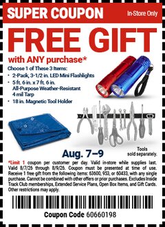 Harbor Freight FREE Coupon 3-1/2 IN. LED MINI FLASHLIGHTS, 2-PACK Lot No. 63600/63876 Expired: 8/9/26 - FWP