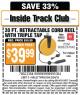 Harbor Freight ITC Coupon 30 FT. RETRACTABLE CORD REEL WITH TRIPLE TAP Lot No. 66832/61642 Expired: 2/24/15 - $39.99