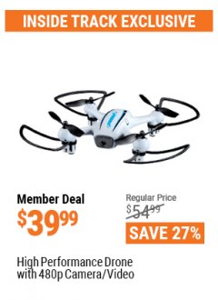 Harbor Freight ITC Coupon HIGH PERFORMANCE DRONE WITH 480P CAMERA/VIDEO Lot No. 56814 Expired: 4/29/21 - $39.99