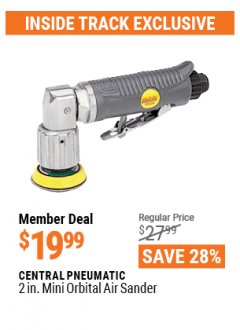 Harbor Freight ITC Coupon 2 IN. MINI ORBITAL AIR SANDER Lot No. 93629 Expired: 4/29/21 - $19.99