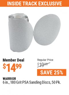 Harbor Freight ITC Coupon 6 IN., 180 GRIT PSA SANDING DISCS, 50 PK. Lot No. 69961/3841/68164 Expired: 5/31/21 - $14.99