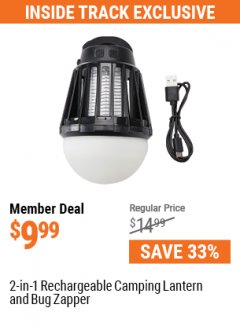 Harbor Freight ITC Coupon 2-IN-1 RECHARGEABLE CAMPING LANTERN AND BUG ZAPPER Lot No. 57519 Expired: 7/1/21 - $9.99