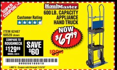 Harbor Freight Coupon 600 LB. CAPACITY APPLIANCE HAND TRUCK Lot No. 60520/65685/62467 Expired: 11/3/18 - $69.99