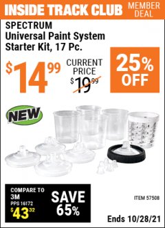 Harbor Freight ITC Coupon SPECTRUM 20 OZ. UNIVERSAL PAINT SYSTEM STARTER KIT Lot No. 57508 Expired: 10/28/21 - $14.99