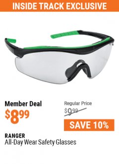 Harbor Freight Coupon RANGER ALL-DAY WEAR SAFETY GLASSES Lot No. 57503 Expired: 7/1/21 - $8.99