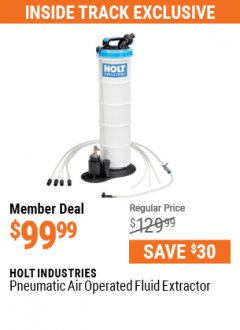 Harbor Freight ITC Coupon HOLT INDUSTRIES PNEUMATIC AIR OPERATED FLUID EXTRACTOR Lot No. 57056 Expired: 7/29/21 - $99.99