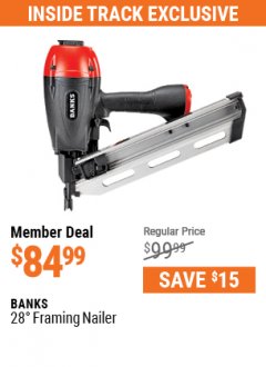 Harbor Freight ITC Coupon 28&deg; FRAMING NAILER Lot No. 57550 Expired: 7/29/21 - $84.99