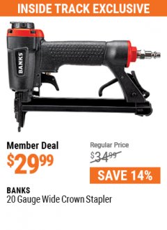 Harbor Freight ITC Coupon BANKS 20 GAUGE, 7/16 IN. WIDE CROWN STAPLER Lot No. 58222 Expired: 7/29/21 - $29.99